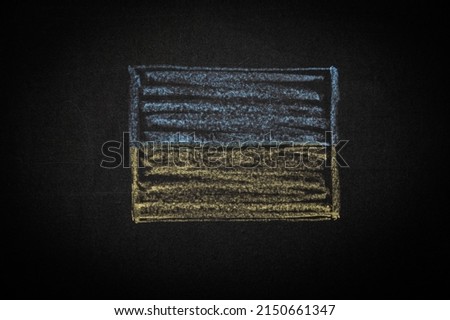 Ukraine flag. drawing with chalk on a black board