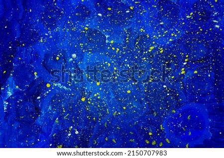 Abstract painting background. Energy waves or water waves. Starry sky. The depths of space or the depths of the ocean. Gouache illustration. Royalty-Free Stock Photo #2150707983