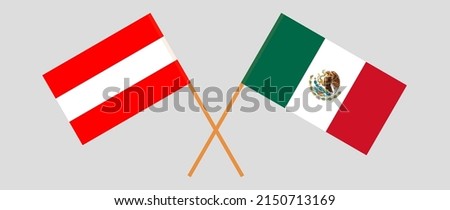 Crossed flags of Austria and Mexico. Official colors. Correct proportion. Vector illustration

