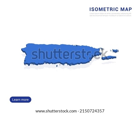 Puerto Rico map blue isolated on white background with 3d isometric vector illustration.