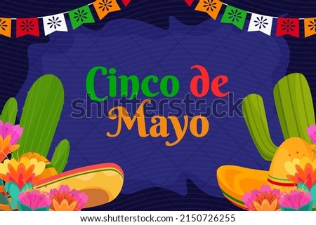 Flat Cinco De Mayo Mexican festival background