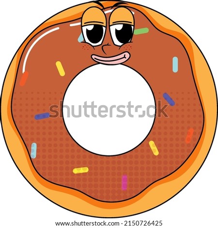 Donut cartoon character on white background illustration