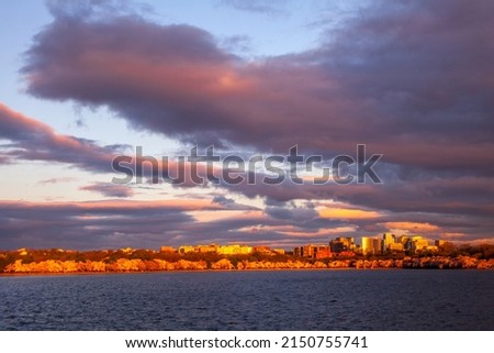 View of Virginia at dawn from the Tidal Basin in Washington DC