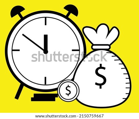 Illustration vector graphic of "Time is Money" in doodle art style. Suitable to place on business motivation content.