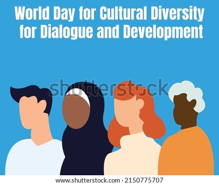 illustration vector graphic of four people with different customs lined up together, perfect for world day cultural diversity, for dialogue and development, celebrate, greeting card, etc.