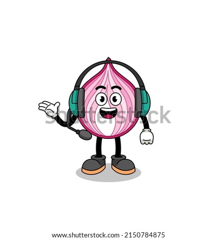 Mascot Illustration of sliced onion as a customer services , character design