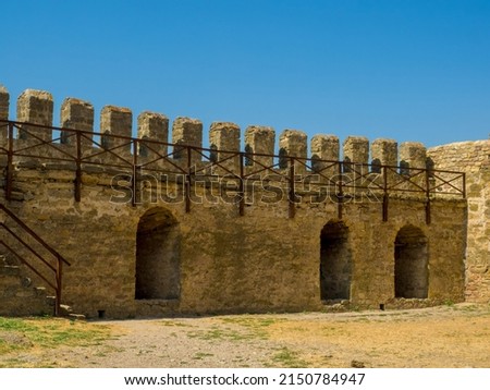 Akkerman fortress. Medieval castle near the sea. Stronghold in Ukraine. Ruins of the citadel of the Bilhorod-Dnistrovskyi fortress, Ukraine. Battlement defensive wall from the estuary Royalty-Free Stock Photo #2150784947