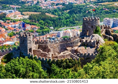 Castle of the Moors or Castelo dos Mouros is a hilltop medieval castle in Sintra town near Lisbon, Portugal Royalty-Free Stock Photo #2150801413