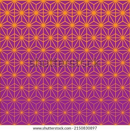 Orange halftone pattern on purple background. Linear halftone backdrop. Isolated vector illustration on violet background.