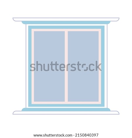 Vintage window frame semi flat color vector object. Full sized item on white. Cozy residential and commercial window. Simple cartoon style illustration for web graphic design and animation
