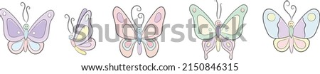 Cute, colorful cartoon butterfly vector illustrations