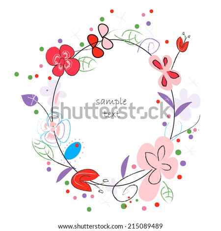 Floral background vector greeting card with decorative flowers 