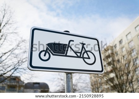  Sign indicating parking place for cargo bike in Magdeburg in Germany                              