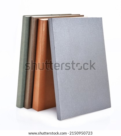 Stack of book isolated on white background, notebook and textbook, heap of stationery and note, learning and study, heap diary or literature, education and business collection concept. Royalty-Free Stock Photo #2150950723