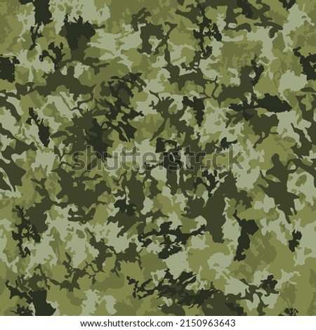 Vector camouflage seamless classic pattern. Abstract hunting military camo endless texture. Khaki green black grey brown olive modern illustration Royalty-Free Stock Photo #2150963643