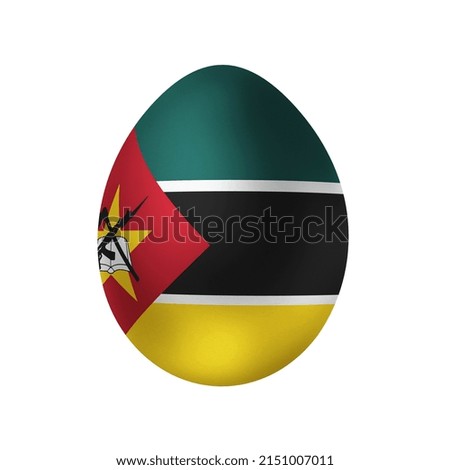 New life symbol. Clip art in colors of national flag. Egg on white background. Mozambique