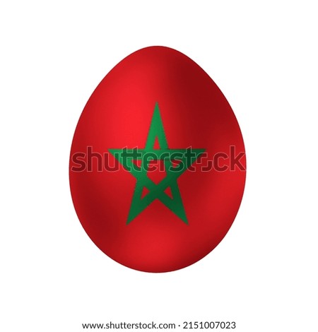 New life symbol. Clip art in colors of national flag. Egg on white background. Morocco