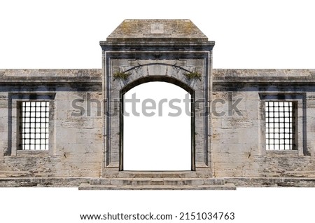 Elements of architecture of buildings, ancient arches, columns, windows and apertures. On the streets in Istanbul, public places. Royalty-Free Stock Photo #2151034763
