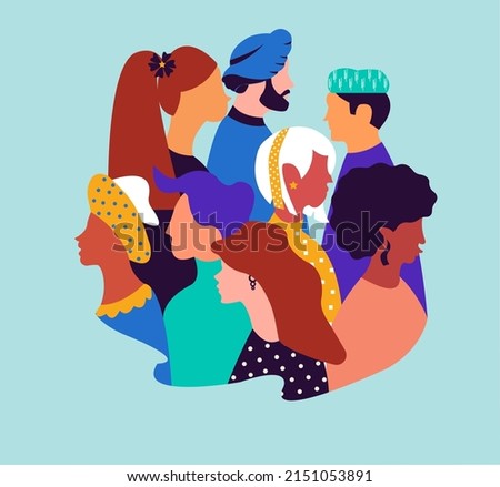 Flat illustration about diverse and inclusive society, showing togetherness Royalty-Free Stock Photo #2151053891