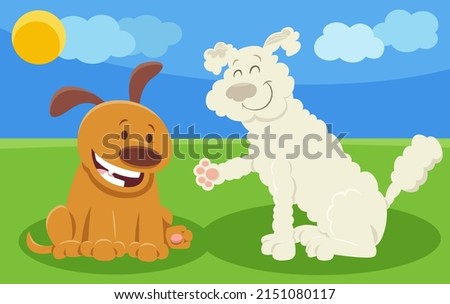 Cartoon illustration of two dogs comic animal characters