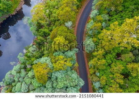 Aerial view of Arthur river at Tarkine forest in Tasmania, Australia Royalty-Free Stock Photo #2151080441