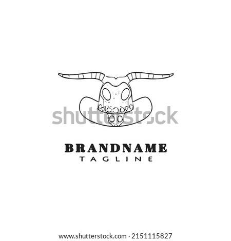 bull head skull logo cartoon icon template black modern isolated vector illustration