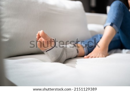 Ankle Sprain Bandage. Medical Foot Trauma Therapy Royalty-Free Stock Photo #2151129389