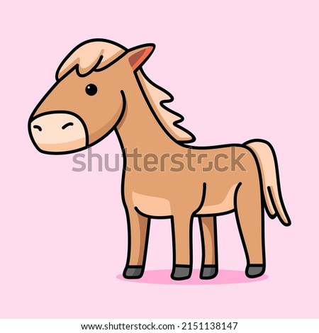 Cute horse cartoon design illustration