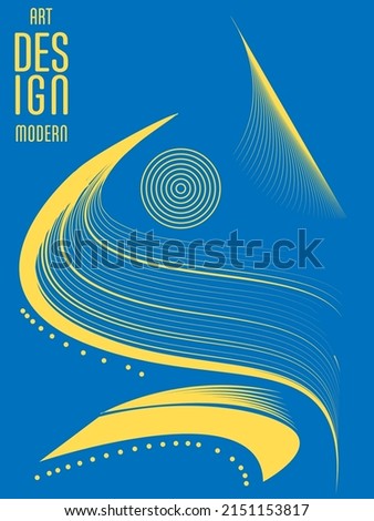 Poster with abstract lines in the colors of the flag of Ukraine. Can be used for brochures, covers, t-shirt printing
