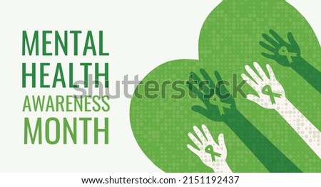 Mental Health Awareness Month. Vector web banner for social media, posters, cards, and flyers. Medical health care design.  Royalty-Free Stock Photo #2151192437