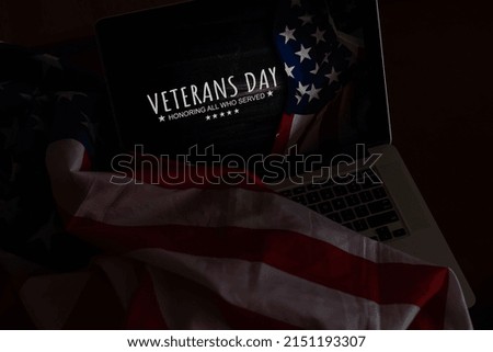 Digital composite of veterans day, flag usa