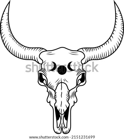 Cow skull. Boho style. Animal skull. Vector illustration.