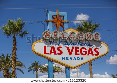 A view of Welcome to Fabulous Las Vegas sign in Las Vegas Strip at day time