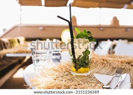 Glass of Mojito in summer cafe in Morocco 