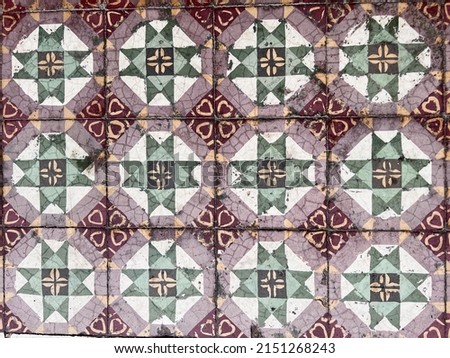 Heritage tiles of Penang old building. floor tiles wallpaper concept