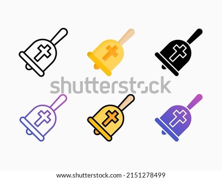 Hand Bell icon set with line, outline, flat, filled, glyph, color, gradient. Editable stroke and pixel perfect. Can be used for digital product, presentation, print design and more.