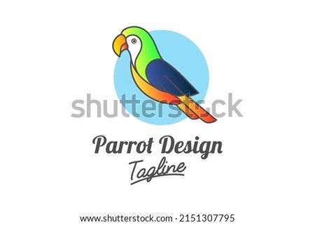 Colorful Parrot Bird Mascot Character Cartoon Logo Design