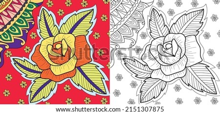 Decorative flowers coloring book page illustration for adults art drawing relaxing 