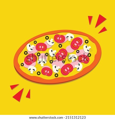 Vector mushroom pizza. Fast food Illustration