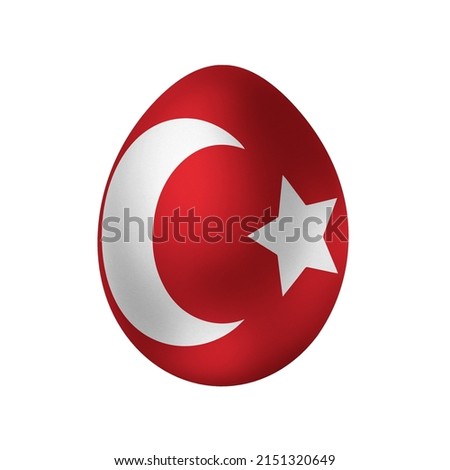 New life symbol. Clip art in colors of national flag. Egg on white background. Turkey