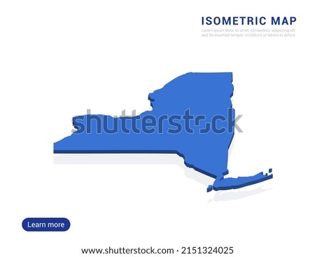 New York map blue isolated on white background with 3d isometric vector illustration.