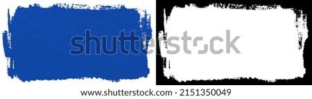 Hand painted blue block of paint texture isolated on white background with clipping mask (alpha channel) for quick isolation.