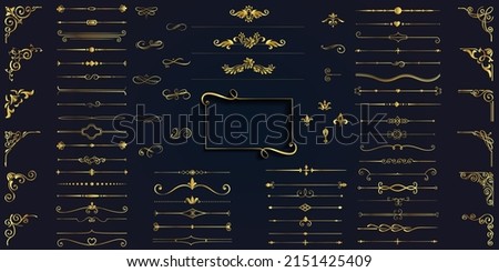 Set of Decorative vintage frames and borders set,Gold photo frame with corner Thailand line floral for picture, Vector design decoration pattern style. border design is pattern style  with clip path Royalty-Free Stock Photo #2151425409