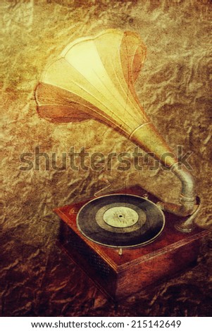 Retro background with old gramophone 