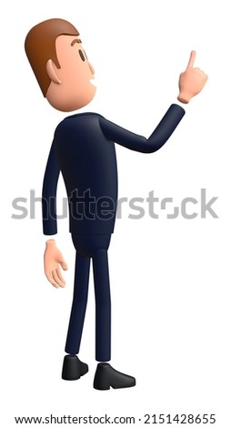 3D cartoon businessman with presentation gesture. Businessman 3D character. Suitable to use for power point presentation, social media, print, or any design purpose. 