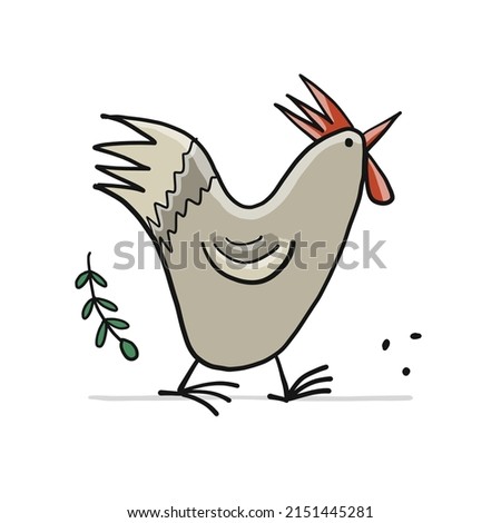 Funny Rooster character isolated on white. Icon for your design