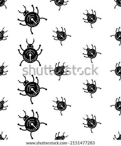 Ladybug Icon Seamless Pattern, Insect Icon, Coccinellidae, Ladybirds Icon Vector Art Illustration