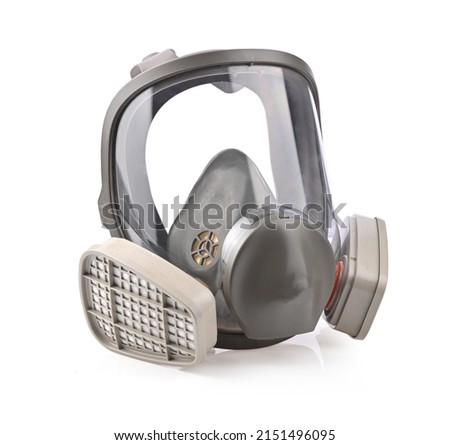 Gas mask, Chemical protective mask double filter isolated on white background Royalty-Free Stock Photo #2151496095