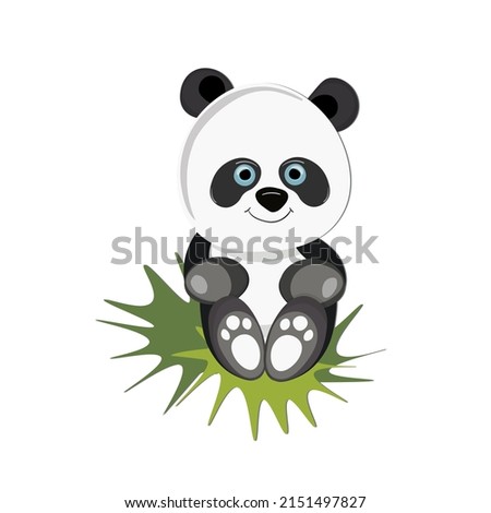 Cute panda baby isolated on white background. Funny asian animals. Card, postcards for kids. Little bear child smiling. Flat vector illustration for banner, card, wallpaper, poster.