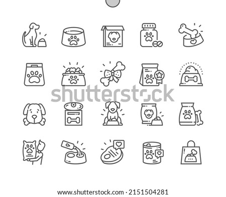 Dog food. Favorite canned food. Pets shop. Pixel Perfect Vector Thin Line Icons. Simple Minimal Pictogram Royalty-Free Stock Photo #2151504281